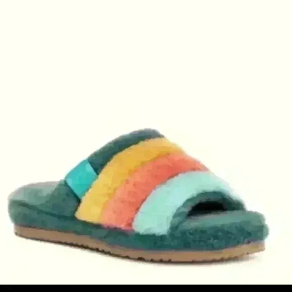 UGG Men Fluff You Stripes "Marina Blue/Multi" Slide 10